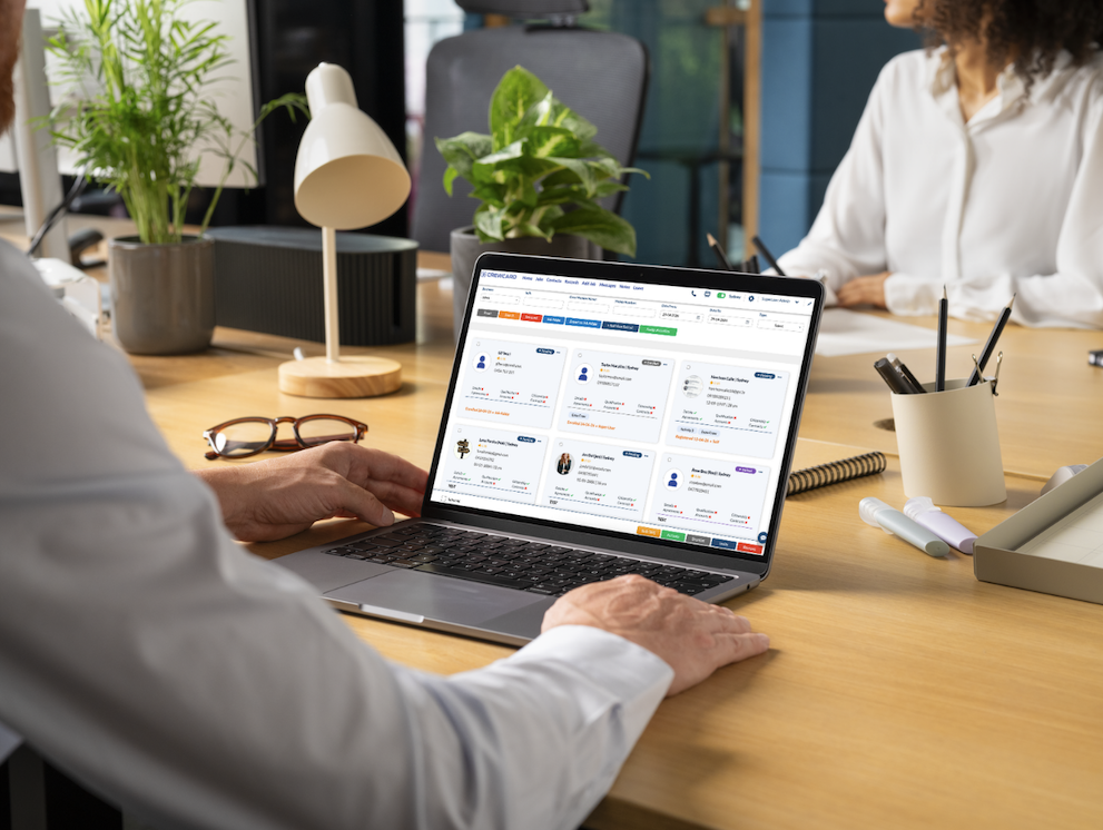 CrewCard Product Information screenshot showing workforce management features